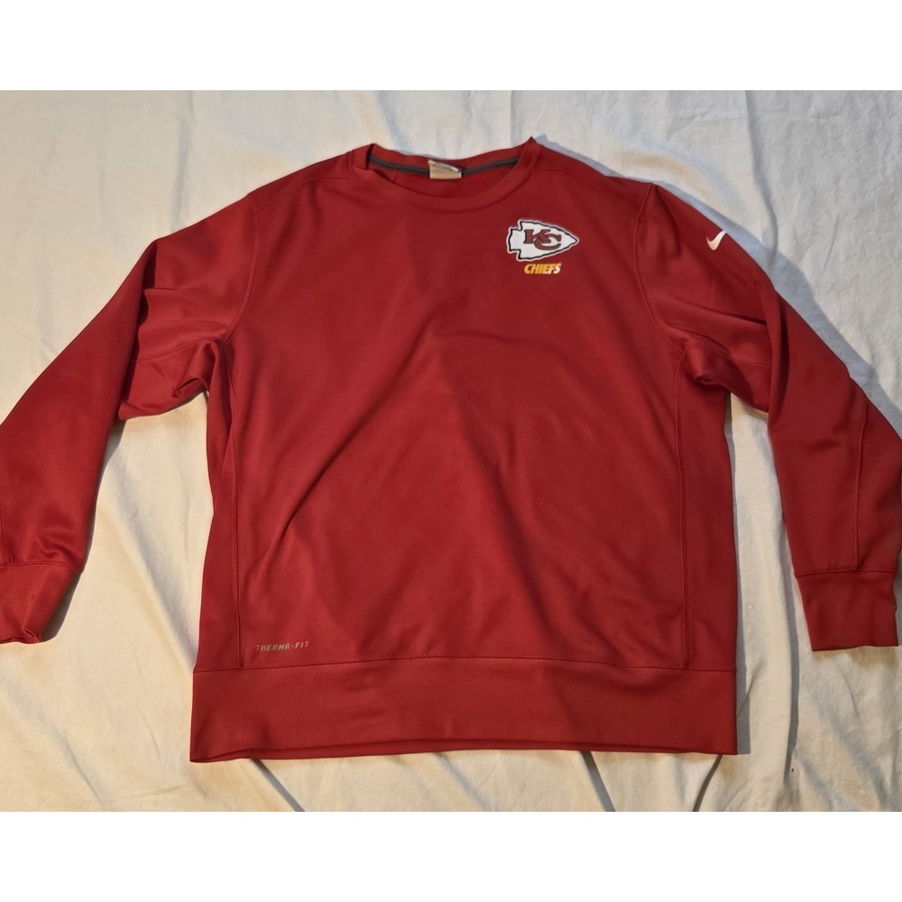Nike Kansas City Chiefs Therma-FIT Sweatshirt Mens XXL NFL On Field Red Crew